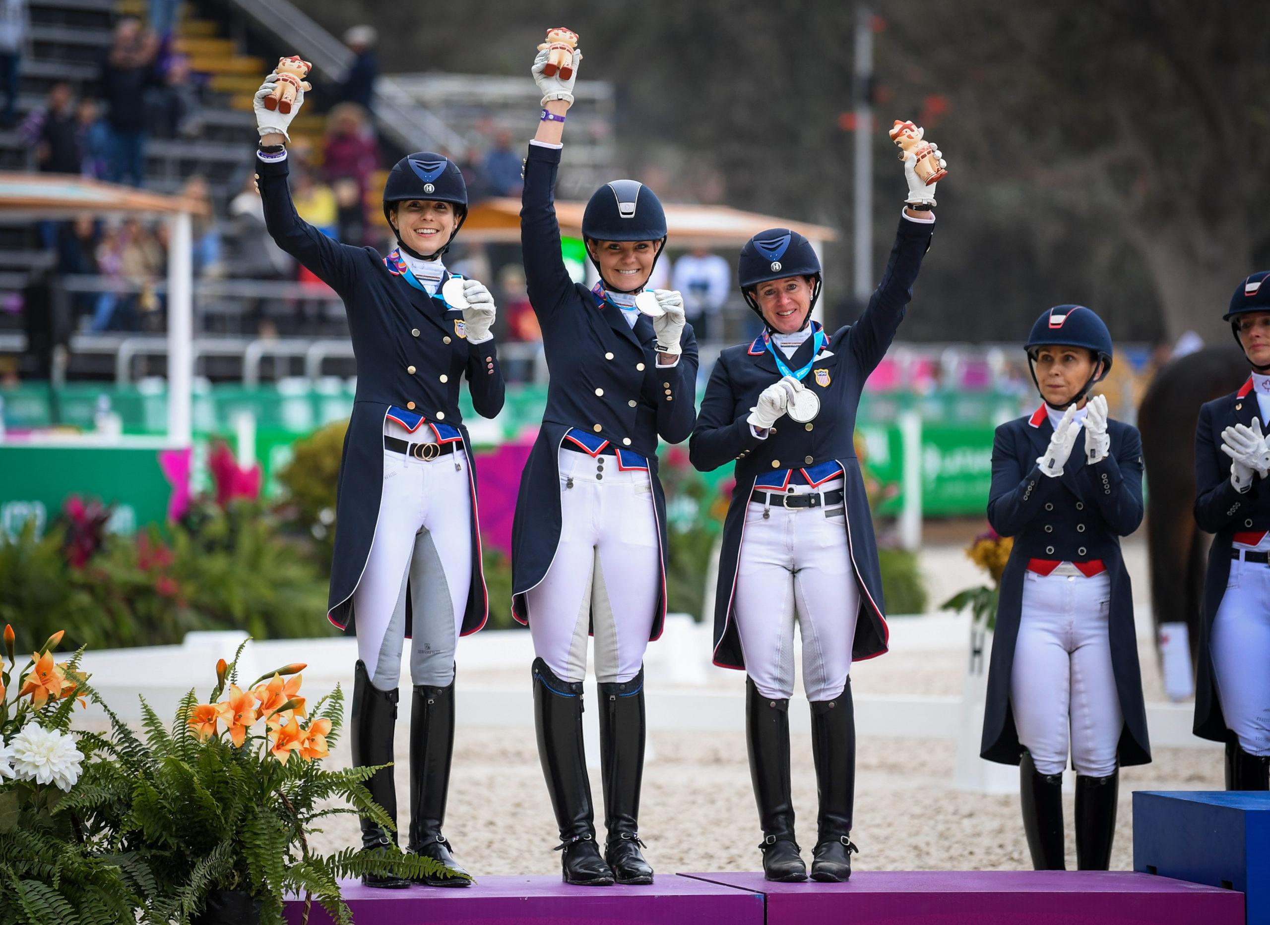 The U.S. Dressage Team kicked off the 2019 Pan American Games in Lima, Peru, with a team silver medal on Monday! Photo: Taylor Pence/US Equestrian