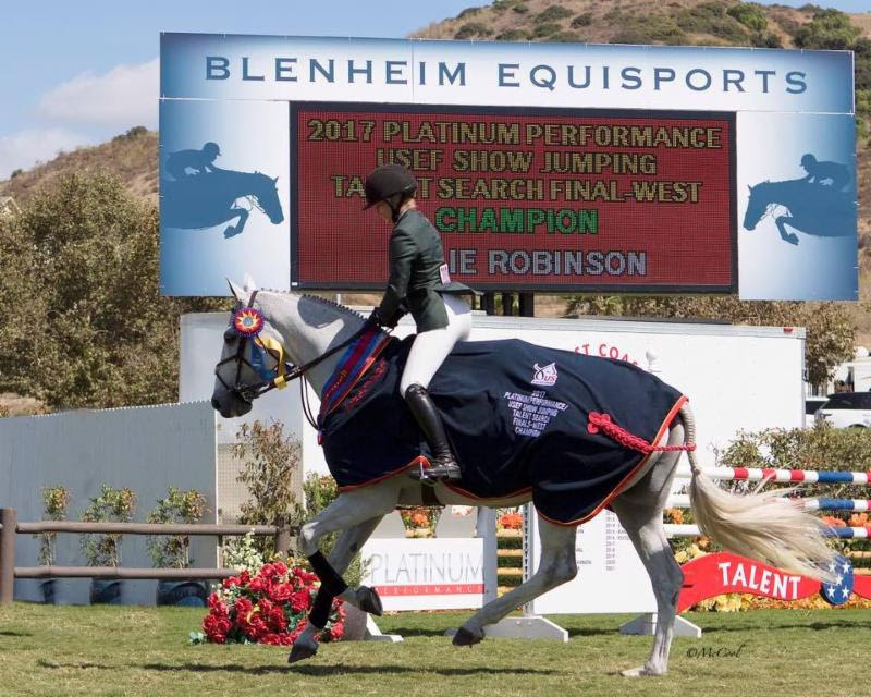 Hailey Link and Caracas winning USEF Talent Search Finals West. Photo Courtesy of Rood & Riddle Equine Hospital